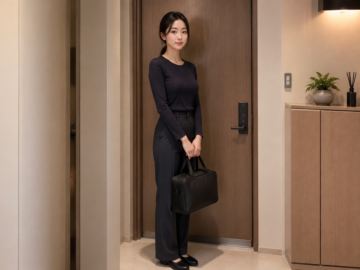 서울 망원동 방문 홈케어 일정을 준비하는 젊은 성인 한국 여성 관리사